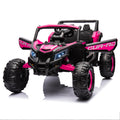 12V Ride On Car With Remote Control,Utv Ride On For Kid,3 Point Safety Harness, Music Player Usb Port Volume Knob Battery Indicator , Led Lights, High Low Speed Switch Off Road Adventure For Kids Pink Polypropylene