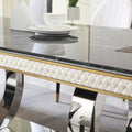 Luxury Modern Dining Table 78.7Inch Black Dining Table With 6 Chairs Faux Marble Dining Table Top With Titanium Plated Dual Circle Base With 6Pcs Chairs . Black Seats 6 Dining Room American Design Square Kitchen & Dining Tables Glossy Rectangular