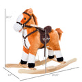 Kids Plush Toy Rocking Horse Ride On With Realistic Sounds Brown Brown Wood