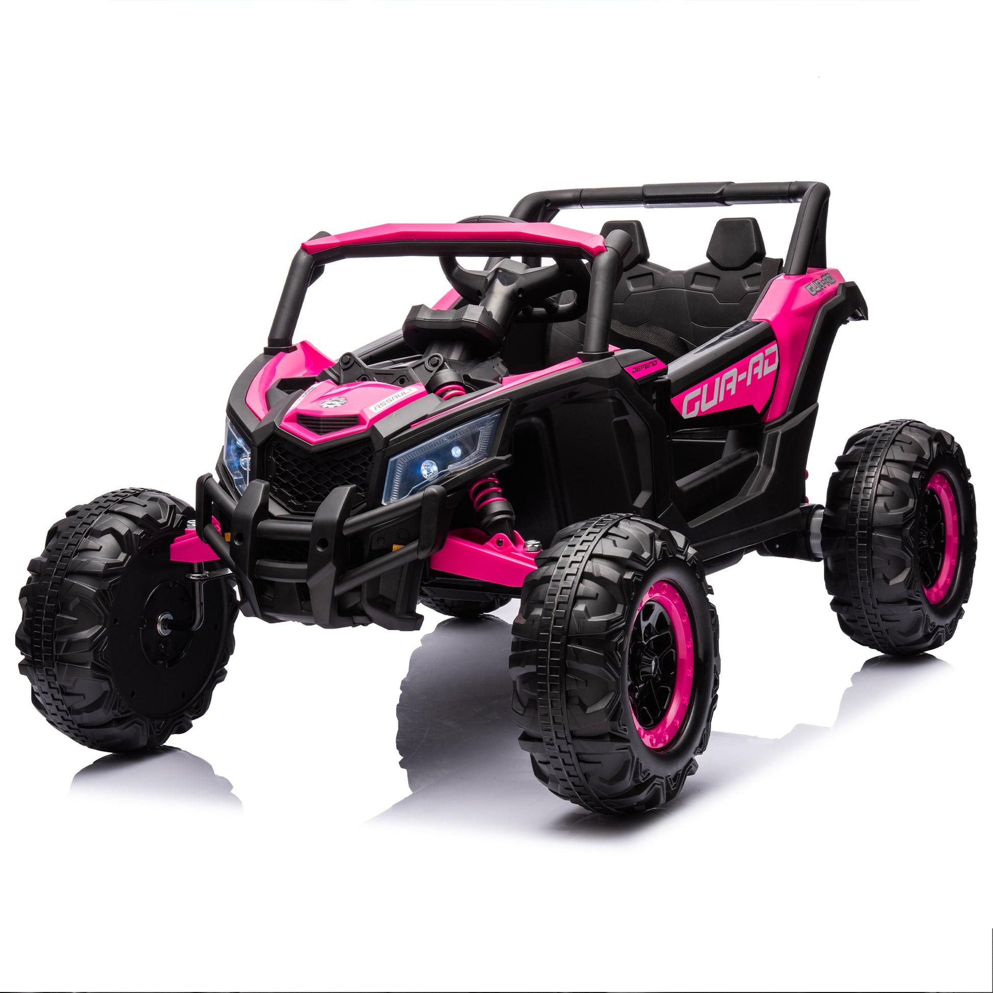 12V Ride On Car With Remote Control,Utv Ride On For Kid,3 Point Safety Harness, Music Player Usb Port Volume Knob Battery Indicator , Led Lights, High Low Speed Switch Off Road Adventure For Kids Pink Polypropylene