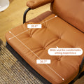 Bonded Leather Armchair, Modern Accent Chair High Back, Living Room Chairs With Metal Legs And Soft Padded, Sofa Chairs For Home Office,Bedroom,Dining Room Brown 1Pc Brown Bonded Leather