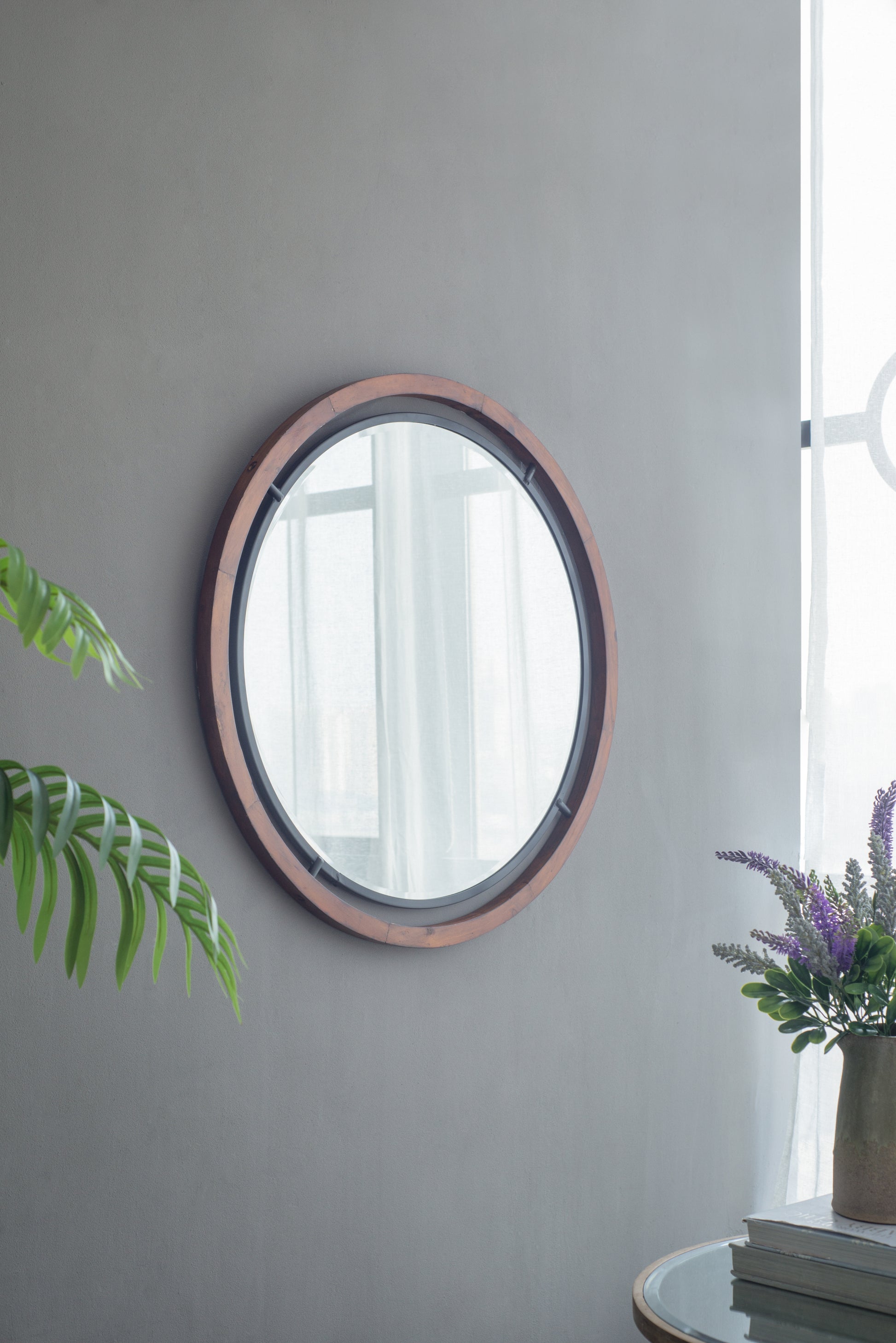 D32" Mogley Wall Mirror Brown Wood