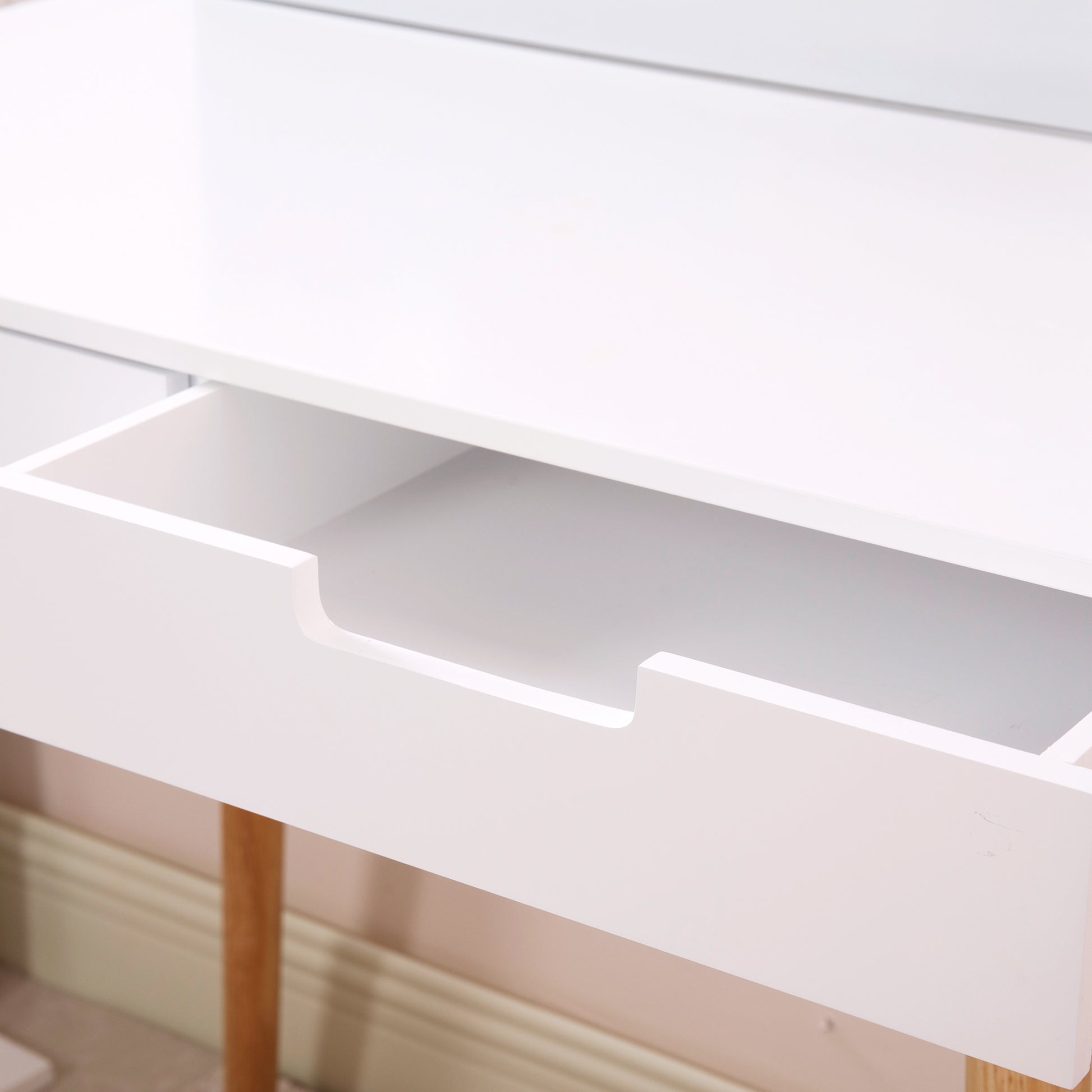 Dressing Table With Led Lights White White Mdf