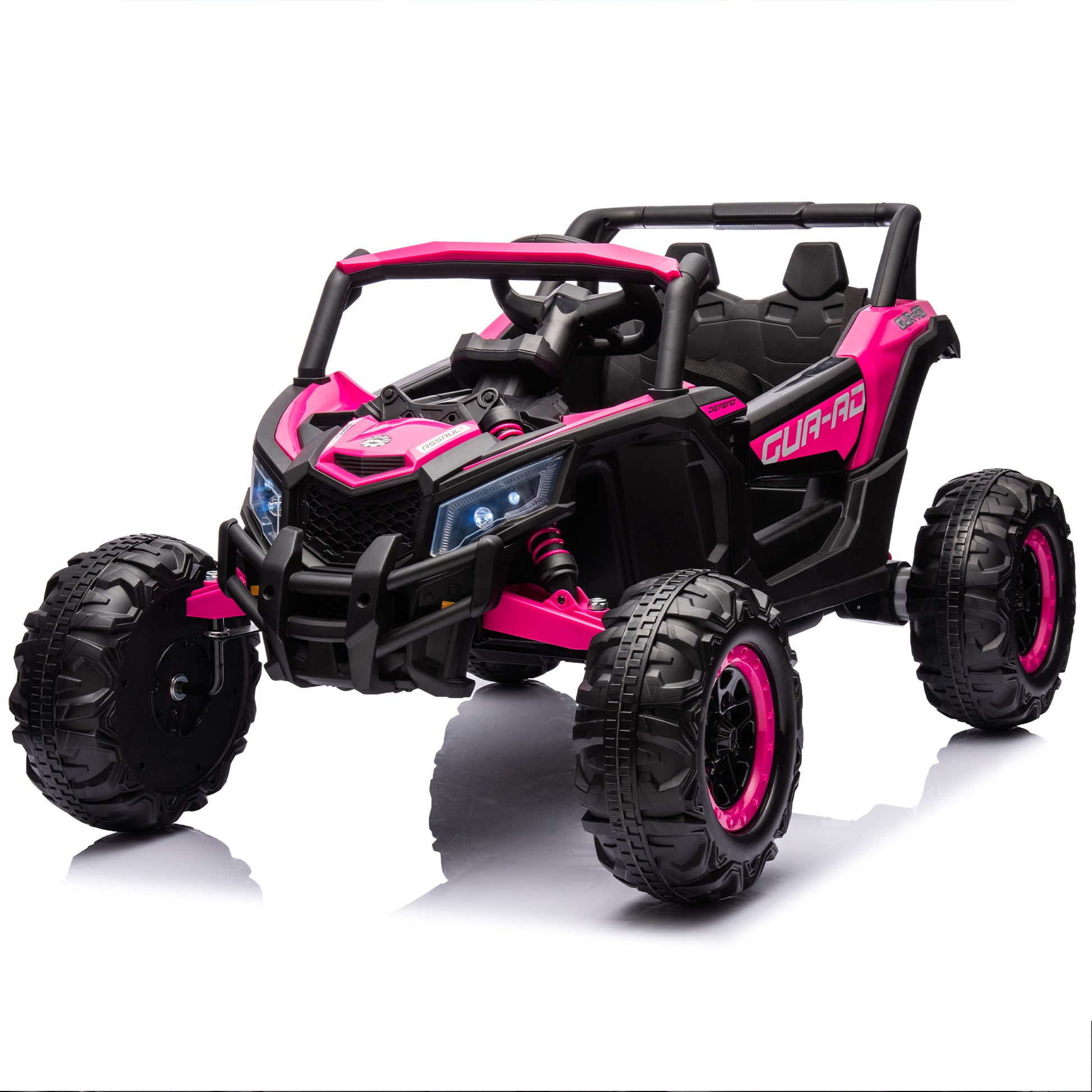 12V Ride On Car With Remote Control,Utv Ride On For Kid,3 Point Safety Harness, Music Player Usb Port Volume Knob Battery Indicator , Led Lights, High Low Speed Switch Off Road Adventure For Kids Pink Polypropylene