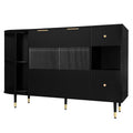 Rotating Storage Cabinet With 2 Doors And 2 Drawers, Suitable For Living Room, Study, And Balcony 1 2 Shelves Black Mdf