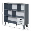 3 Tier Child Bookcase Open Shelves Cabinet Floor Standing Cube Storage Organizer With Drawers Grey Gray Mdf