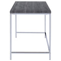 Weathered Grey And Chrome Rectangular Writing Desk Grey Gray Writting Desk Office Contemporary,Modern Tabeltop Rectangular Open Storage Desk Polished Metal Parsons