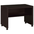 Cappuccino And Black Mobile Return With Caster Brown Casters Or Wheels Writting Desk Office Transitional Rectangular Open Storage Desk Wood