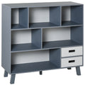 3 Tier Child Bookcase Open Shelves Cabinet Floor Standing Cube Storage Organizer With Drawers Grey Gray Mdf