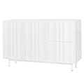 Wave Pattern Storage Cabinet With 2 Doors And 2 Drawers, Adjustable, Suitable For Study,Entrance And Living Room White Mdf