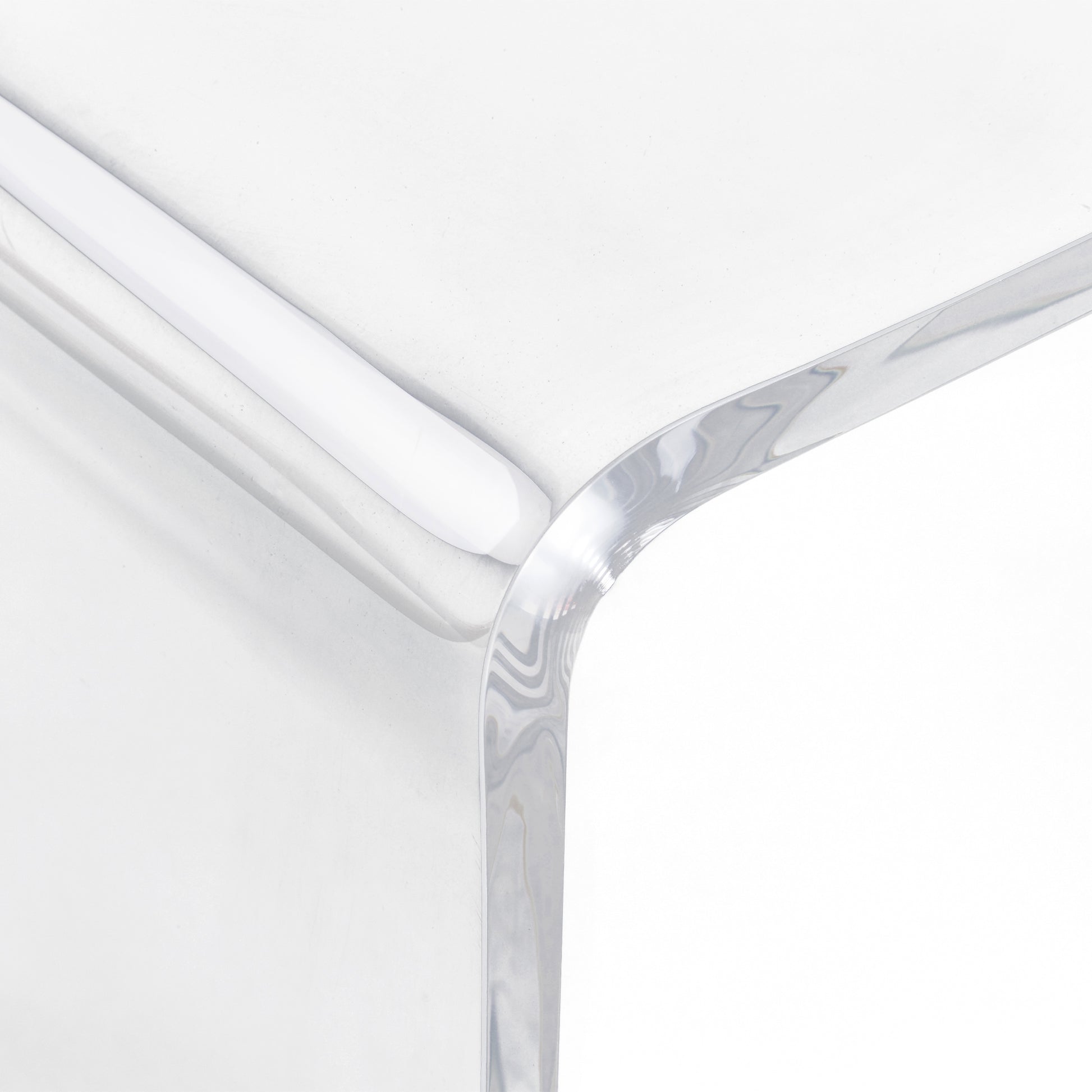 32" Long Rectangle All Acrylic 15Mm Thick Waterfall Coffee Table, Clear Clear Acrylic