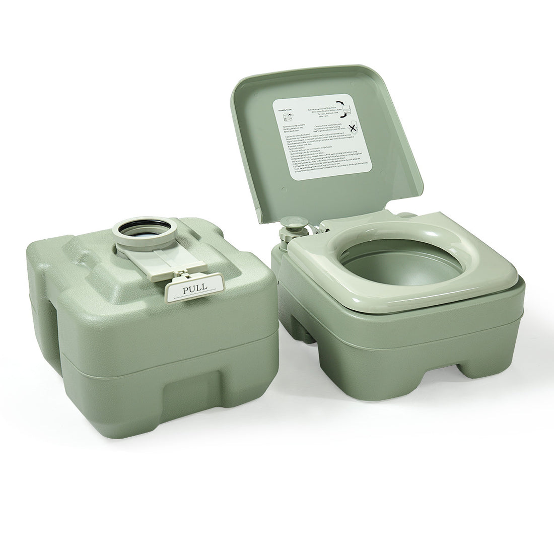 5 Gallon Portable Toilet, Flush Potty, Travel Camping Outdoor Green Hdpe