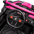 12V Ride On Car With Remote Control,Utv Ride On For Kid,3 Point Safety Harness, Music Player Usb Port Volume Knob Battery Indicator , Led Lights, High Low Speed Switch Off Road Adventure For Kids Pink Polypropylene