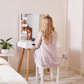 Dressing Table With Led Lights White White Mdf