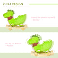 Baby Rocking Horse Kids Interactive 2 In 1 Plush Ride On Toys Stroller Rocking Dinosaur With Wheels And Nursery Song Green Wood