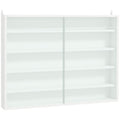 5 Tier Display Cabinet, Glass Display Case With 2 Doors And Adjustable Shelves, Wall Mounted, White White Particle Board