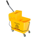 5 Gallon Janitor Mop Bucket W Down Press Wringer And Wheels Yellow Plastic