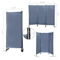 6 Ft Modern Room Divider, 3 Panel Folding Privacy Screen W Metal Standing, Portable Wall Partition, Gray Gray Metal