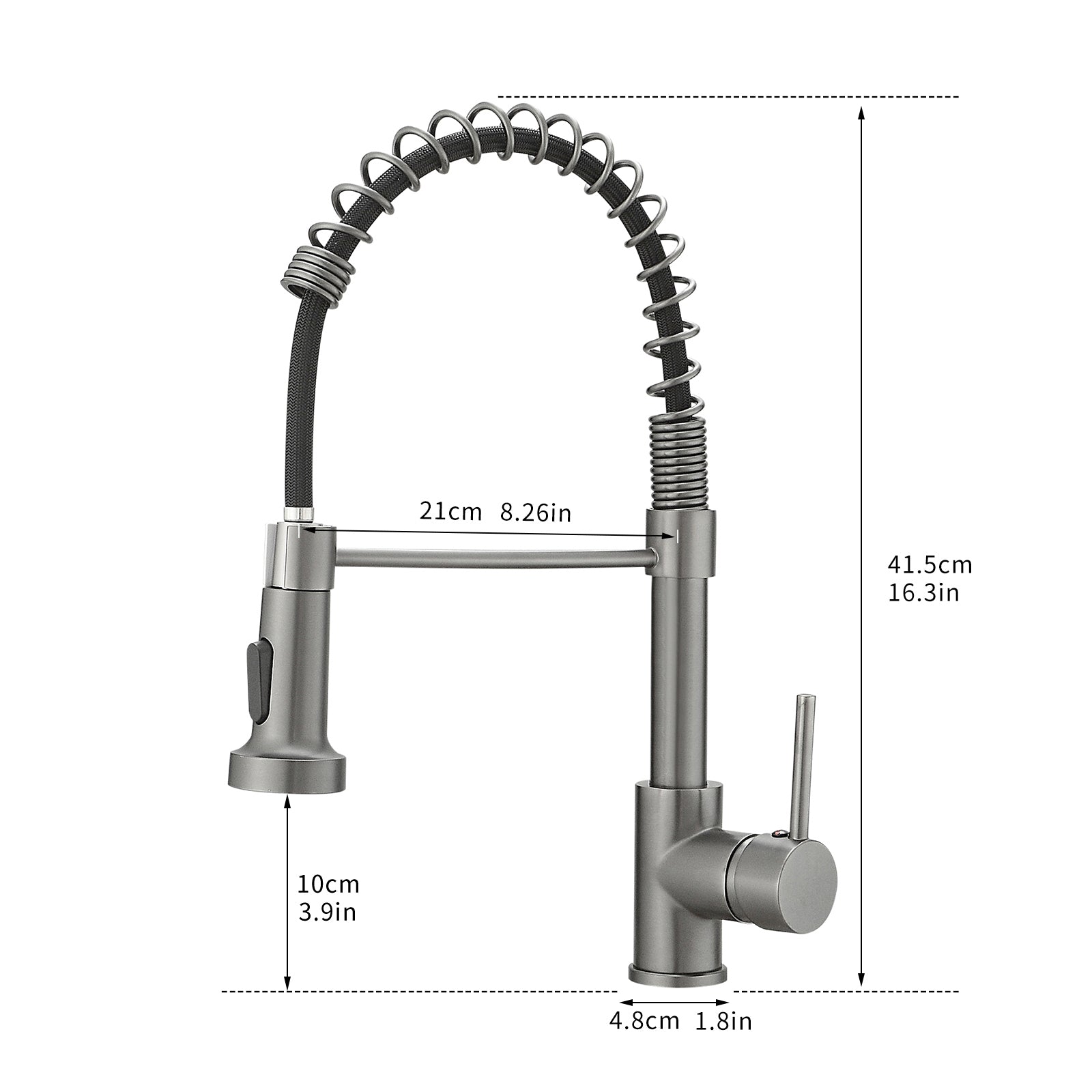 Commercial Kitchen Faucet With Pull Down Sprayer, Single Handle Single Lever Kitchen Sink Faucet Gun Ash Kitchen Contemporary Ceramic Brass