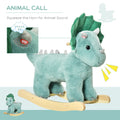 Kids Plush Ride On Rocking Horse Triceratops Shaped Plush Toy Rocker With Realistic Sounds For Child 36 72 Months Dark Green Green Wood