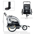 Elite Three Wheel Bike Trailer For Kids Bicycle Cart For Two Children With 2 Security Harnesses & Storage, White Black Aluminium