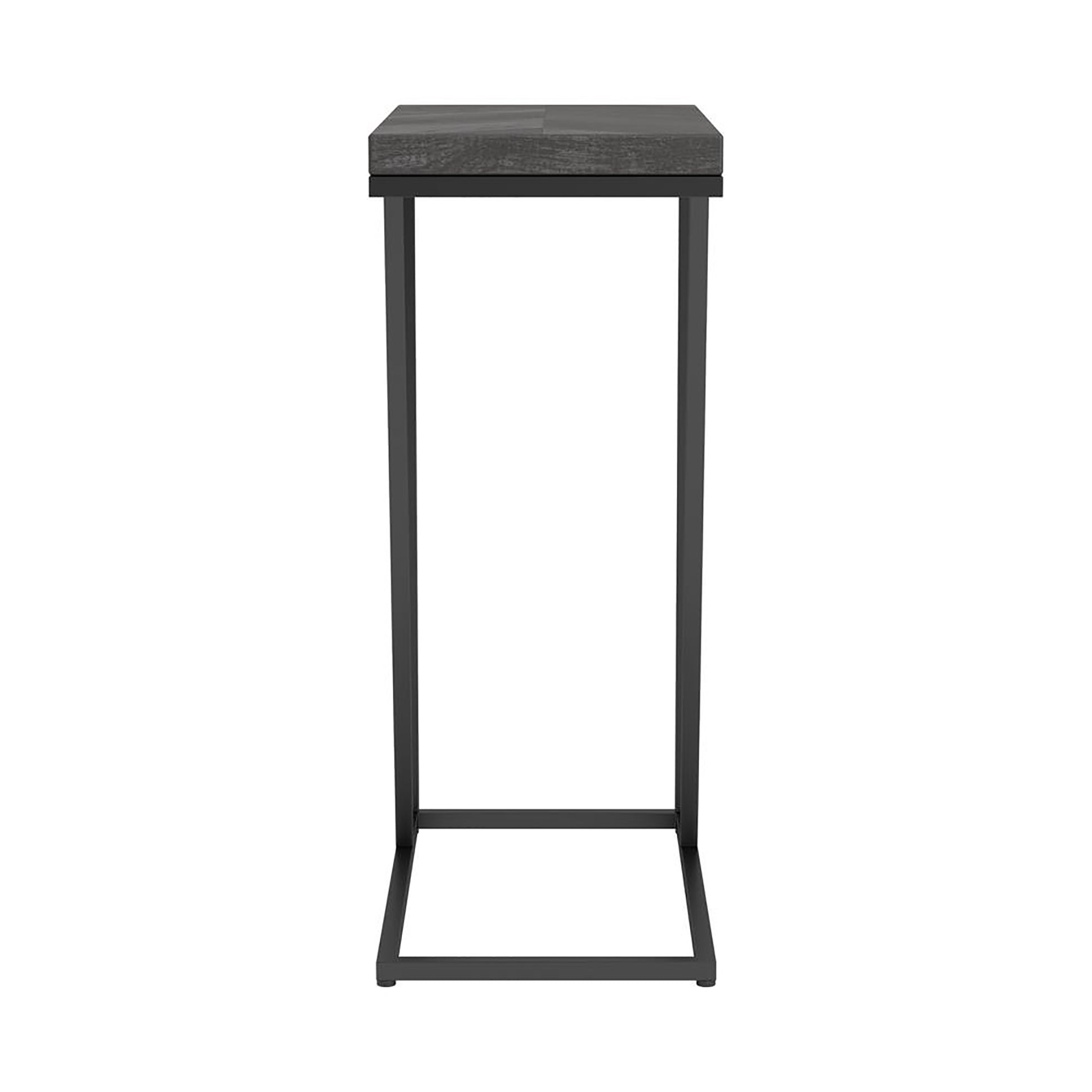 Rustic Grey Herringbone And Sandy Black Accent Table Grey Gray Primary Living Space Industrial Rectangular Coffee & End Tables Metal