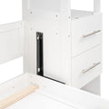 Queen Size Murphy Bed Wall Bed With Shelves, Drawers And Led Lights,White Queen White Mdf Lvl