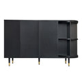 Rotating Storage Cabinet With 2 Doors And 2 Drawers, Suitable For Living Room, Study, And Balcony 1 2 Shelves Black Mdf