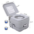 Lightweight Portable Toilet, 2.6 Gallon Flushable Camping Toilet, Sanitary Outdoor Travel Toilet For Tents Boats Semi Trucks Rv Campers, Gray Gray Polypropylene