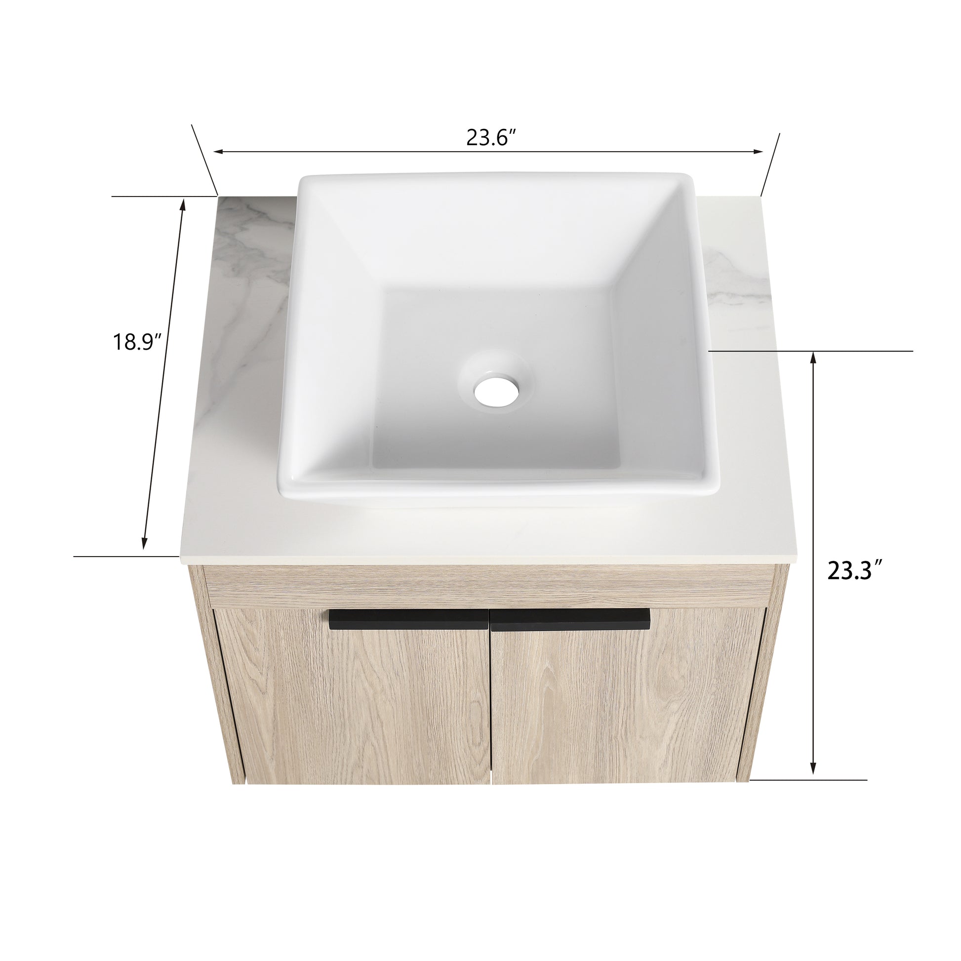 24 " Modern Design Float Bathroom Vanity With Ceramic Basin Set, Wall Mounted White Oak Vanity With Soft Close Door,Kd Packing,Kd Packing,2 Pieces Parcel Top Bab101Mowh White Oak Plywood