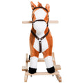 Kids Plush Toy Rocking Horse Ride On With Realistic Sounds Brown Brown Wood