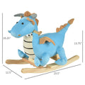 Kids Plush Ride On Rocking Horse Toy Dinosaur Ride Rocking Chair With Realistic Sounds For18 36 Months, Blue Blue Wood