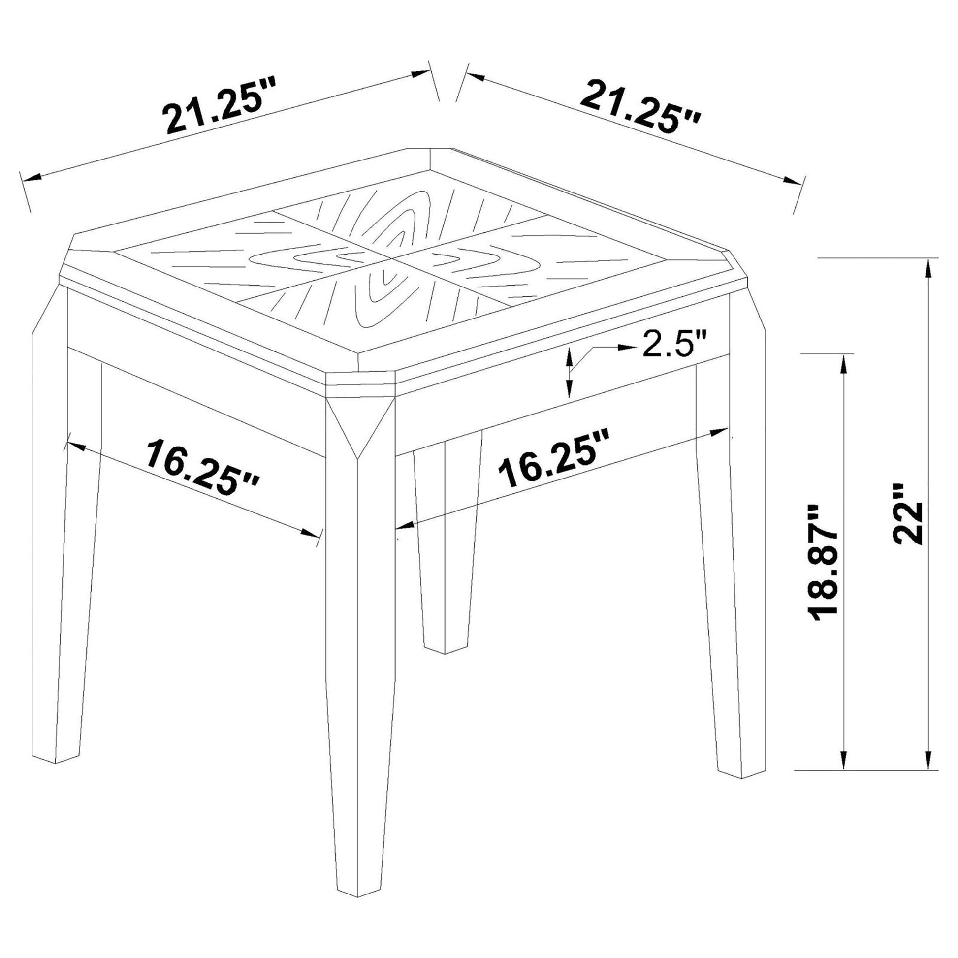 Walnut Square End Table Brown Brown Primary Living Space Transitional Poplar Square Coffee & End Tables Wood
