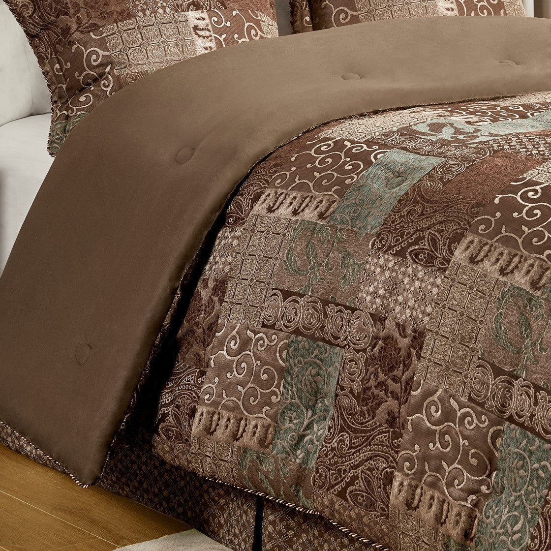 4 Piece Brown Comforter Set Brown Polyester