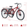 Adult Tricycle Bike,7 Speed Mountain Tricycle,26 Inch 3 Wheels,Comfortable Widen Saddle,Rear Integrated Shopping Basket Red Steel