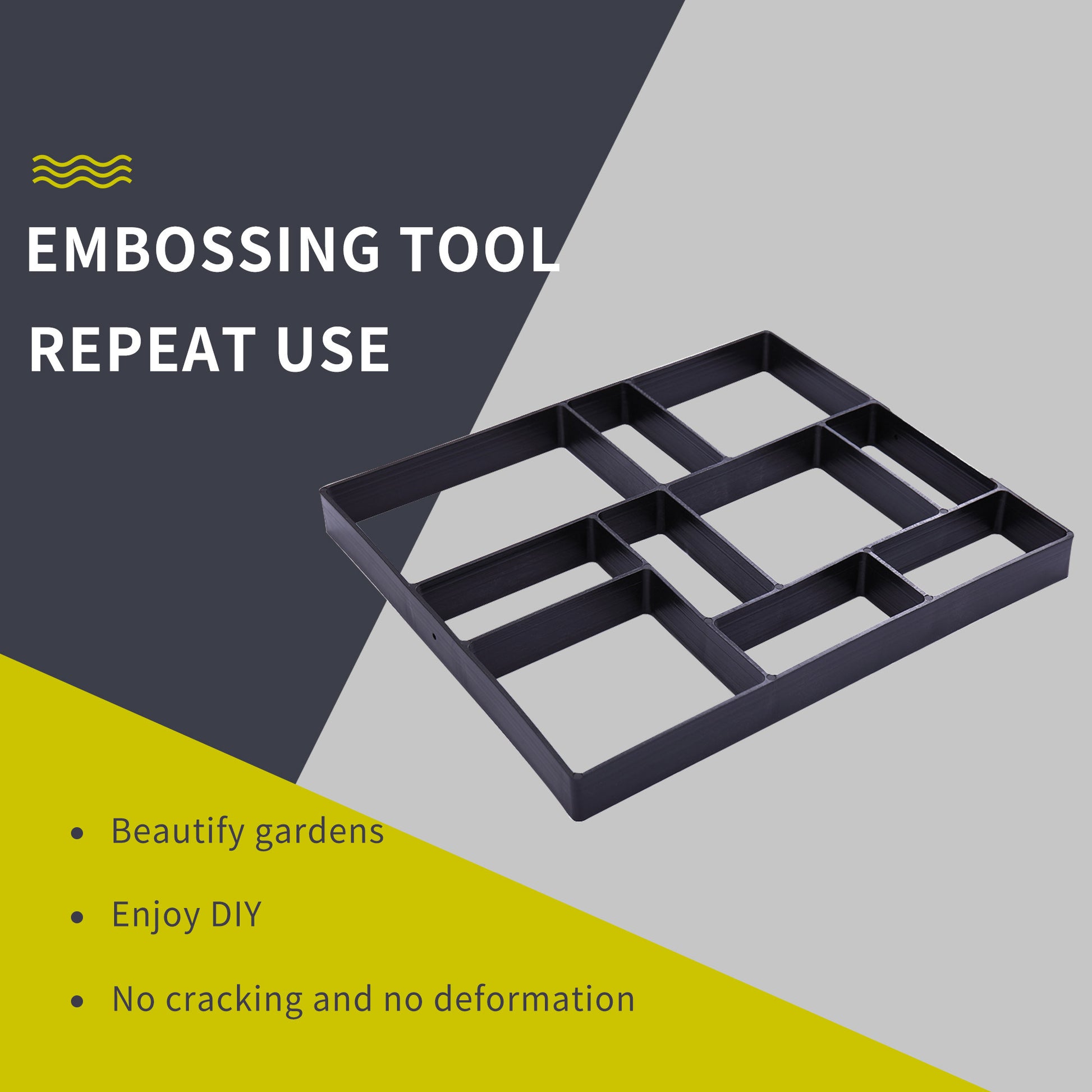 Reusable Concrete Path Maker Molds Square Black Polypropylene