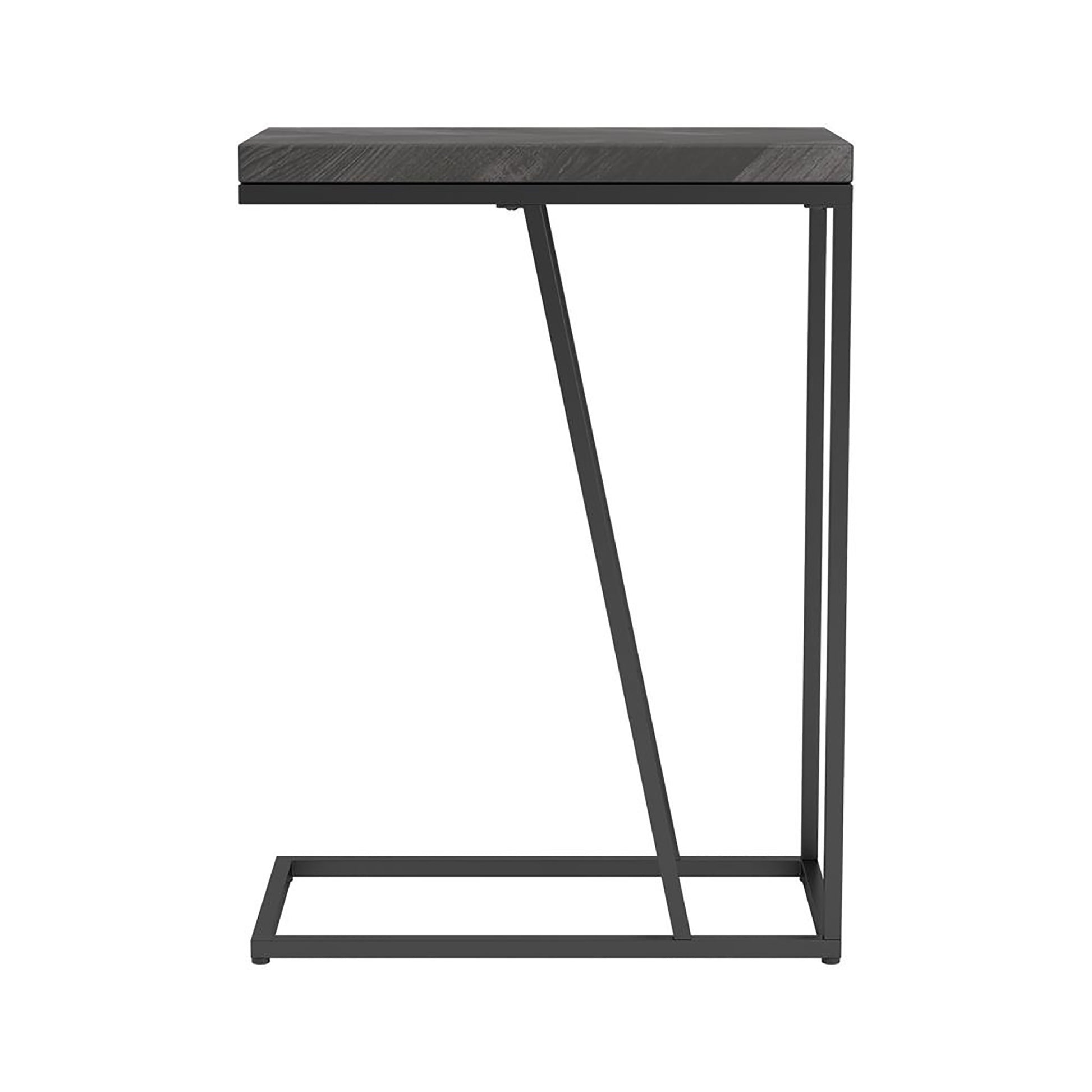 Rustic Grey Herringbone And Sandy Black Accent Table Grey Gray Primary Living Space Industrial Rectangular Coffee & End Tables Metal