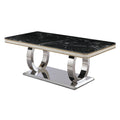 Luxury Modern Dining Table 78.7Inch Black Dining Table With 6 Chairs Faux Marble Dining Table Top With Titanium Plated Dual Circle Base With 6Pcs Chairs . Black Seats 6 Dining Room American Design Square Kitchen & Dining Tables Glossy Rectangular