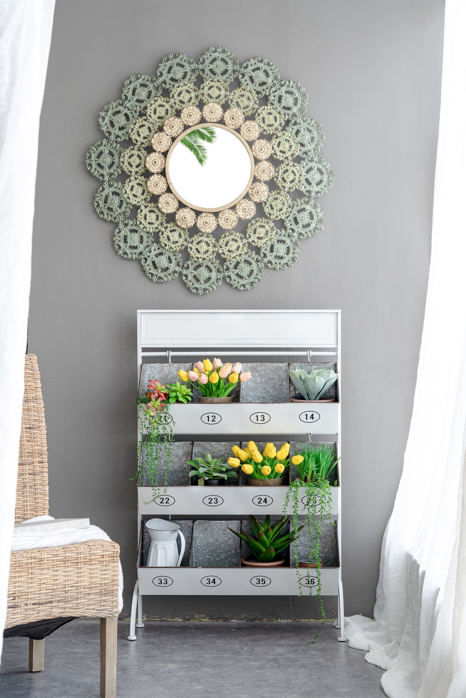 D38X3.5" Mcguire Medallion Mirror Multicolor Iron