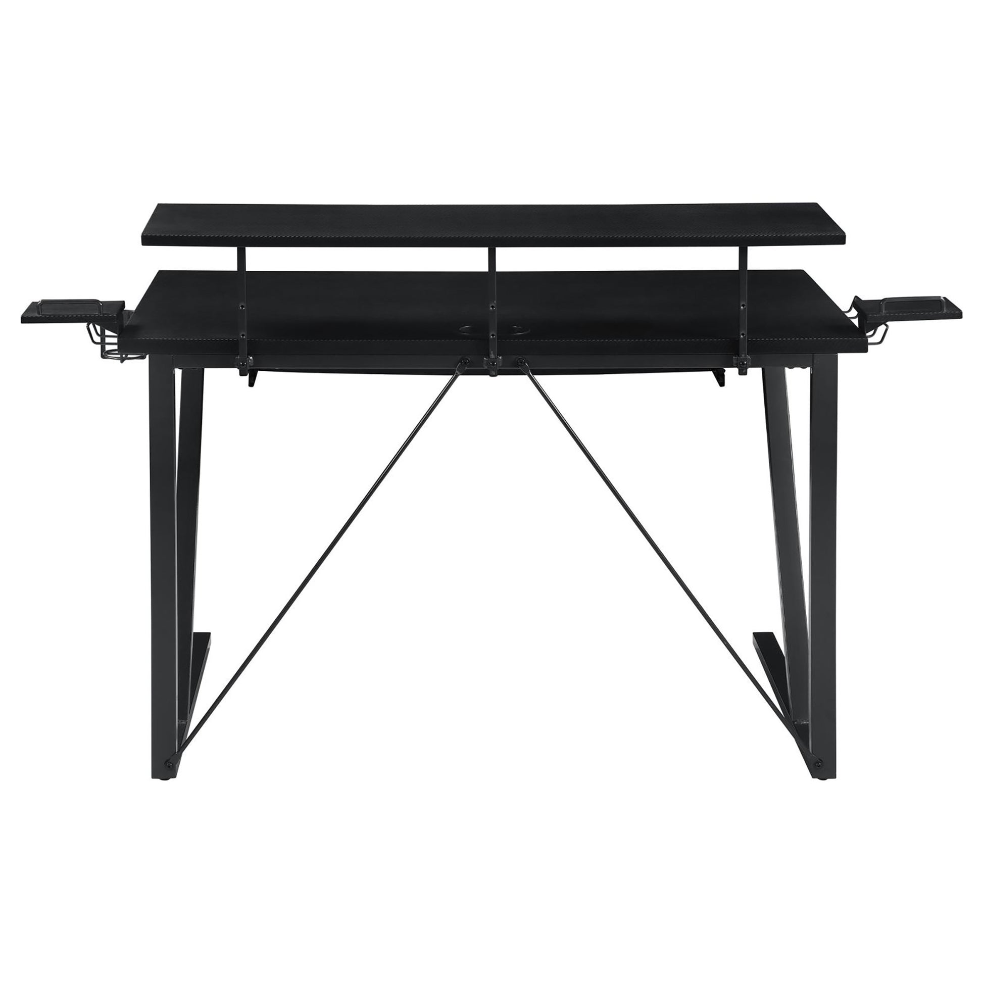 Black And Gunmetal Gaming Desk With Keyboard Tray Black Keyboard Tray Gaming Desk Office Contemporary,Modern Shelves Desk Metal