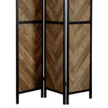 Rustic Herringbone 3 Panel Folding Screen Brown Farmhouse,Rustic Wood