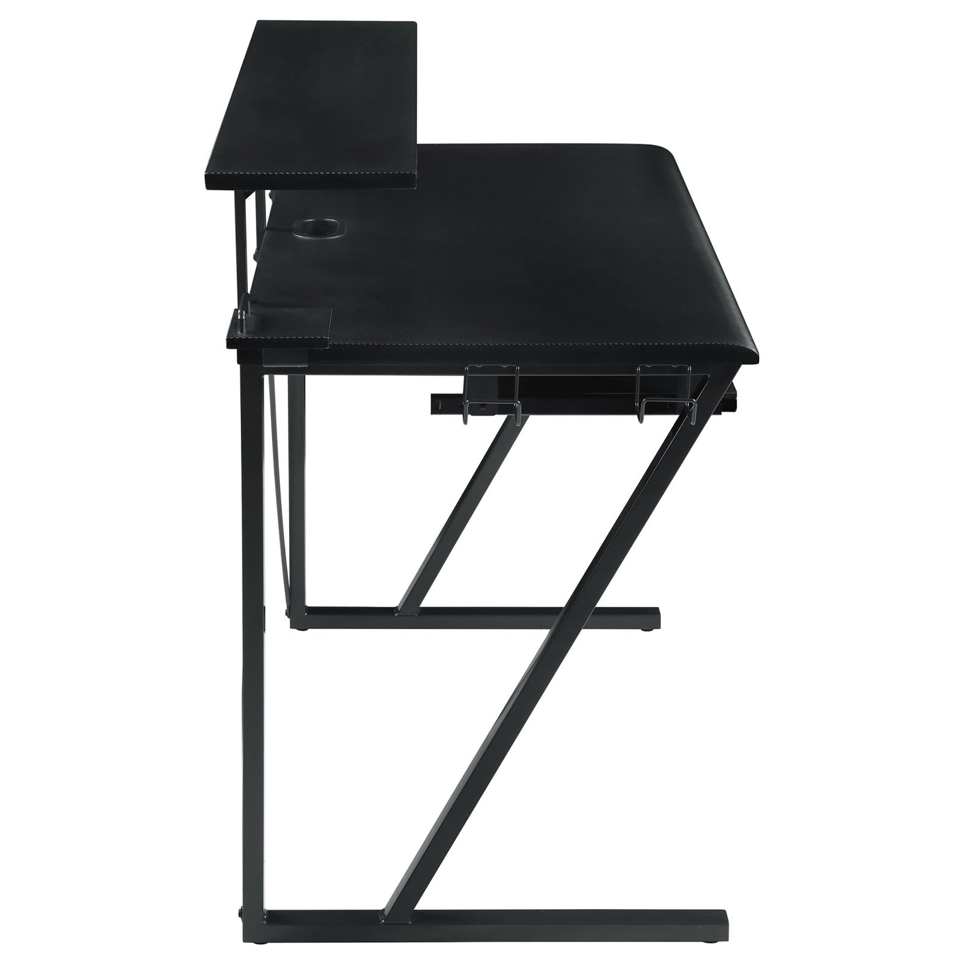 Black And Gunmetal Gaming Desk With Keyboard Tray Black Keyboard Tray Gaming Desk Office Contemporary,Modern Shelves Desk Metal