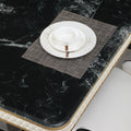 Luxury Modern Dining Table 78.7Inch Black Dining Table With 6 Chairs Faux Marble Dining Table Top With Titanium Plated Dual Circle Base With 6Pcs Chairs . Black Seats 6 Dining Room American Design Square Kitchen & Dining Tables Glossy Rectangular