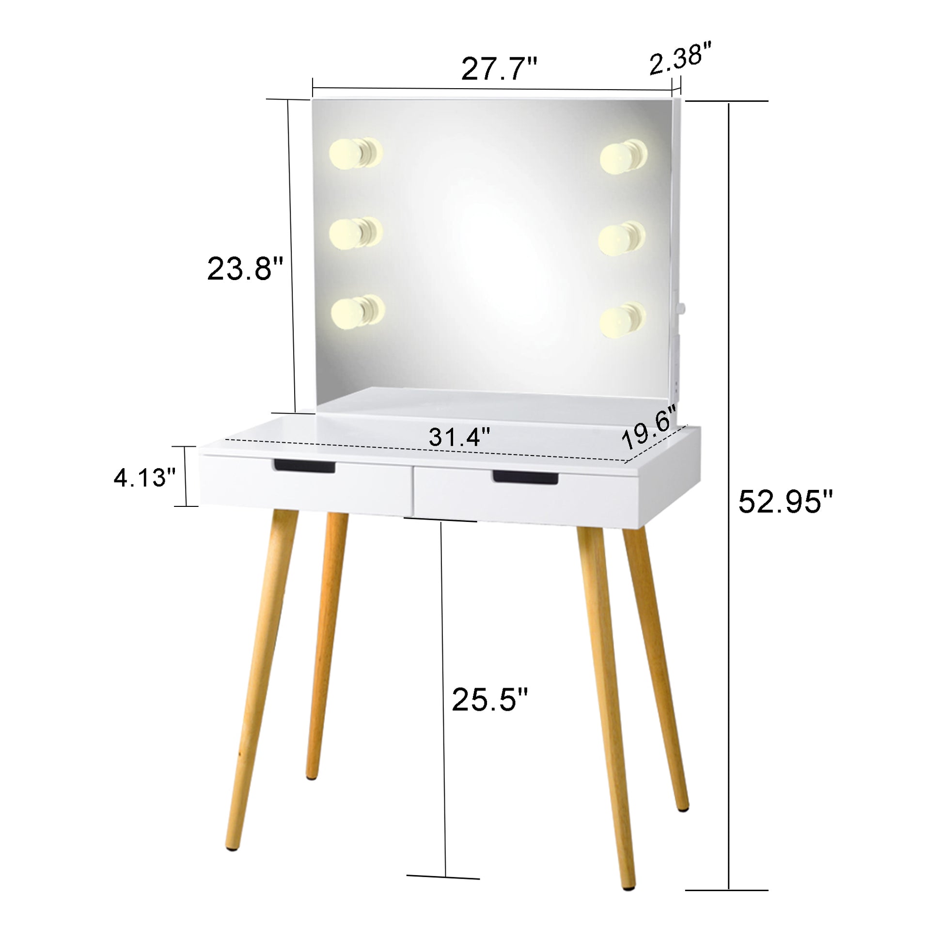 Dressing Table With Led Lights White White Mdf