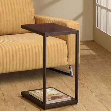 Cappuccino High Gloss And Bronze Rectangular Snack Table Brown Brown Primary Living Space Contemporary,Modern Rectangular Shelves Coffee & End Tables Wood