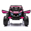 12V Ride On Car With Remote Control,Utv Ride On For Kid,3 Point Safety Harness, Music Player Usb Port Volume Knob Battery Indicator , Led Lights, High Low Speed Switch Off Road Adventure For Kids Pink Polypropylene