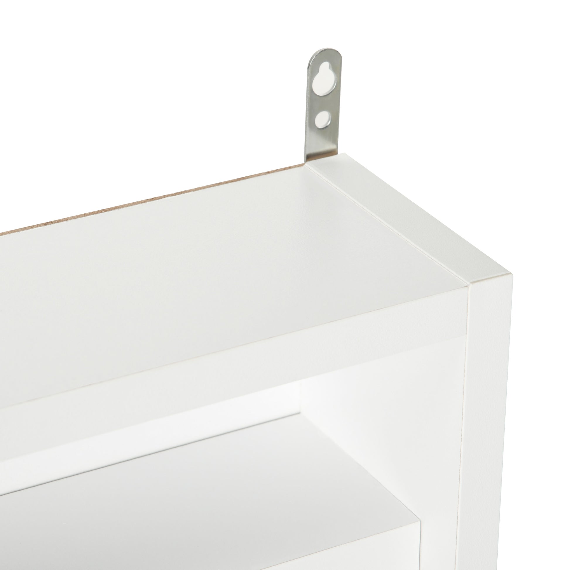 5 Tier Display Cabinet, Glass Display Case With 2 Doors And Adjustable Shelves, Wall Mounted, White White Particle Board