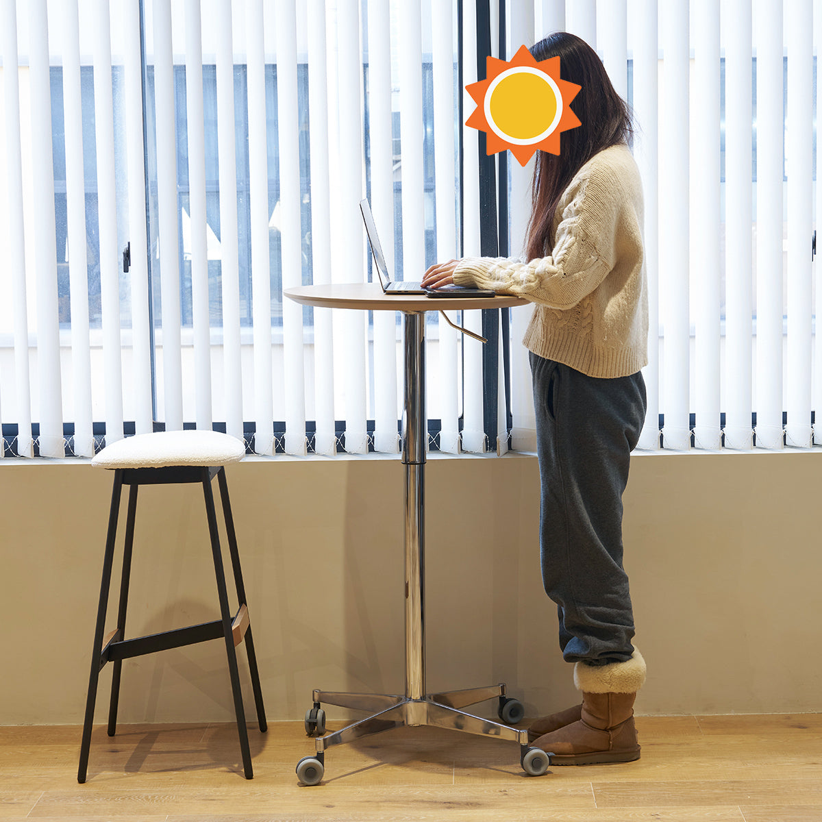 Movable Adjustable Bar Table Pub Table 360 Swivel Counter Bar Height Aluminum Star Base Movable For Stand Desk Bistro Table Dining Room Home Kitchen Table Natural Wood Aluminium Alloy