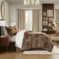 4 Piece Brown Comforter Set Brown Polyester