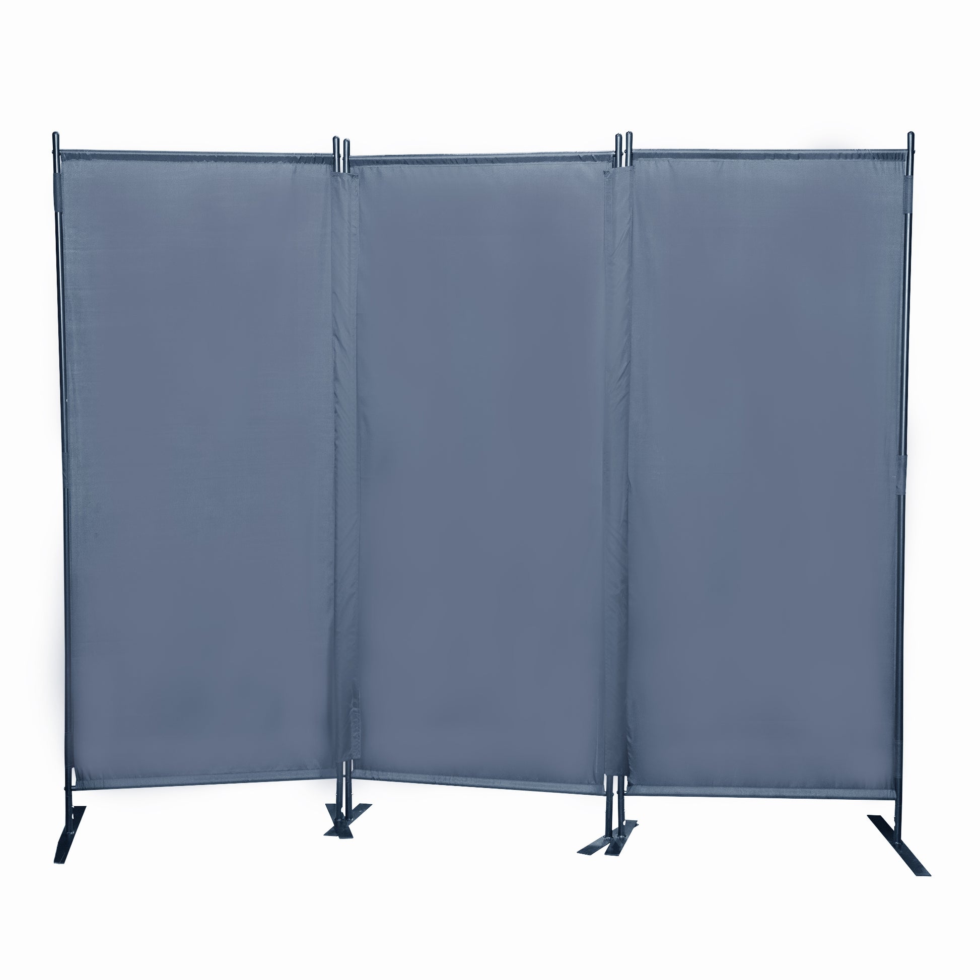 6 Ft Modern Room Divider, 3 Panel Folding Privacy Screen W Metal Standing, Portable Wall Partition, Gray Gray Metal